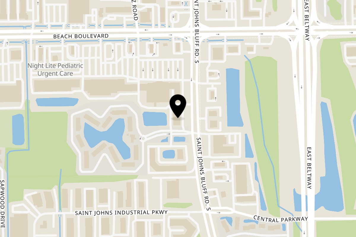 Map showing the location of EZ Eatz by Yaya EZ Eatz by Yaya on 3520 St Johns Bluff Rd S Suite 5 in Jacksonville